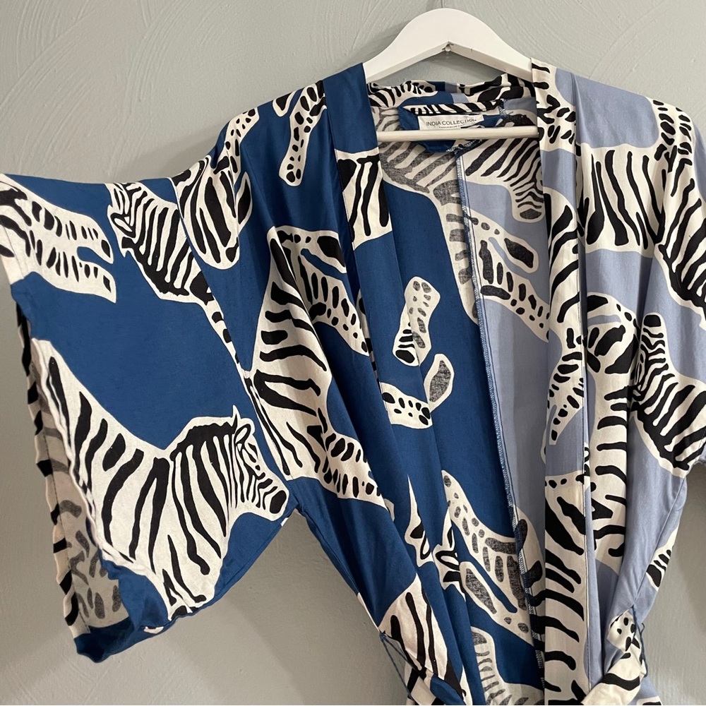 EMERSON FRY INDIA COLLECTION FETE KIMONO - ZEBRA LAPIS size S/XS - Picture 8 of 12